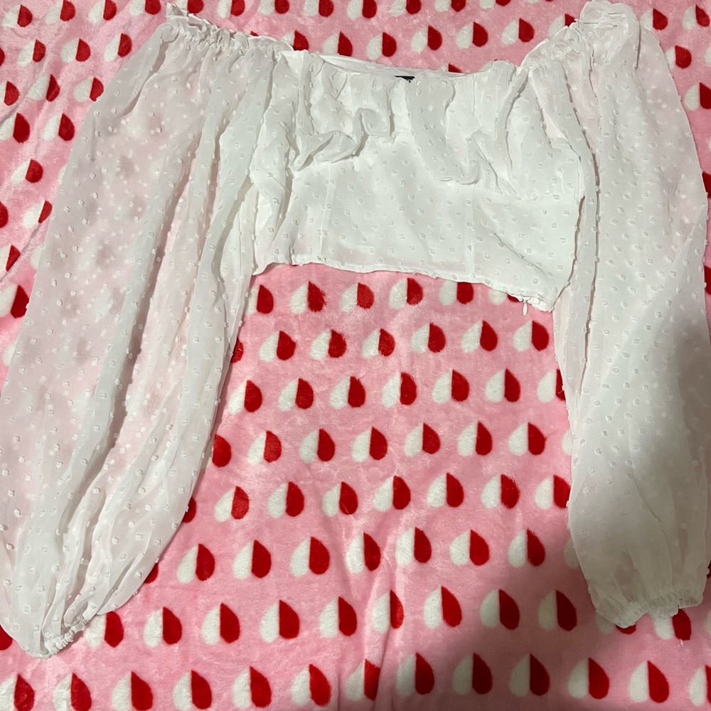 Trim crop milkmaid blouse